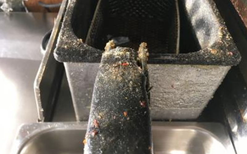 Deep fat fryer with solid oil inside