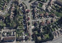 No Items Stolen in Cowley Burglary Attempt Ariel view of Hilliards Road Cowley | Hillingdon Today
