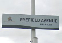 Fire Breaks Out at Hillingdon Takeaway Ryefield Avenue streetsign